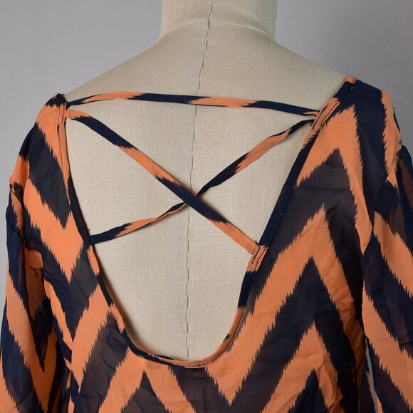Moa Moa 3/4 Sleeve Zig Zag Pattern Blouse Size L - Picture 4 of 8